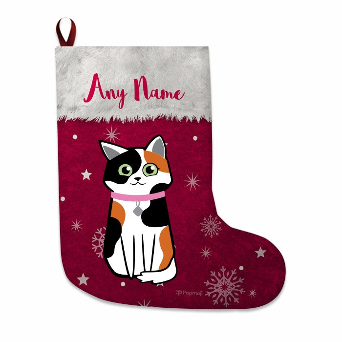 Cats Personalized Christmas Stocking - Classic Red Snowflake - Image 2