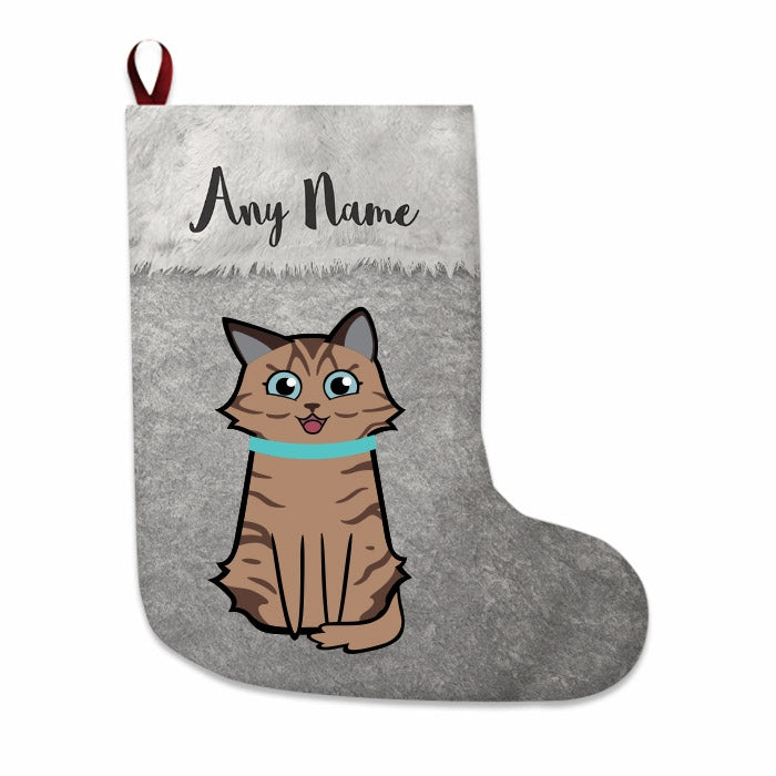 Cats Personalized Christmas Stocking - Classic Silver - Image 2