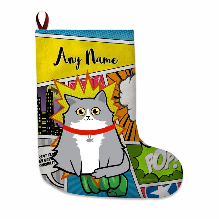 Cats Personalized Christmas Stocking - Comic Book - Image 1