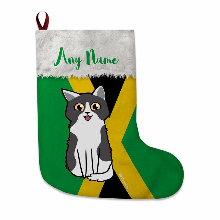 Cats Personalized Christmas Stocking - Jamaican Flag - Image 1