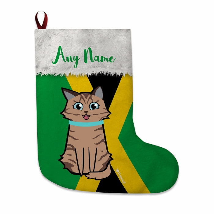 Cats Personalized Christmas Stocking - Jamaican Flag - Image 2