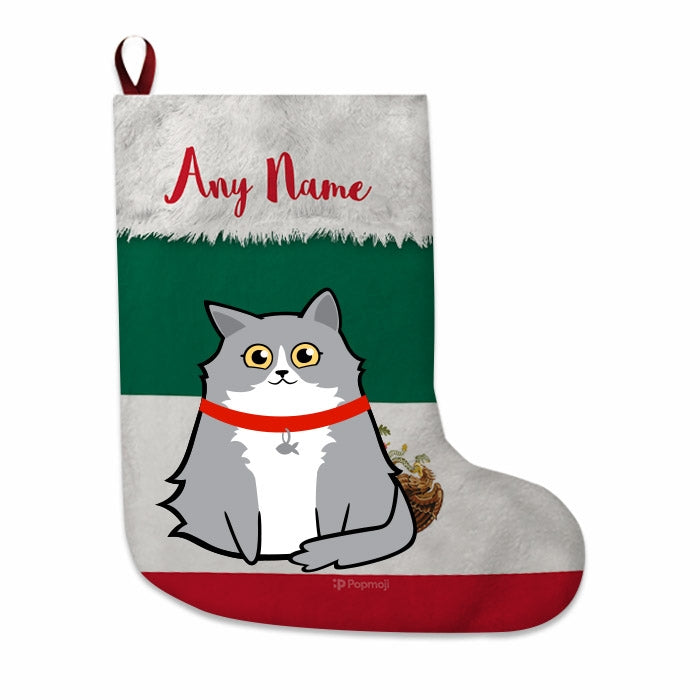 Cats Personalized Christmas Stocking - Mexican Flag - Image 1