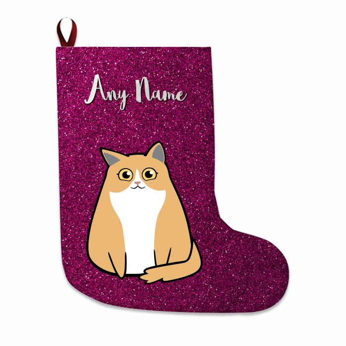 Cats Personalized Christmas Stocking - Pink Glitter - Image 1