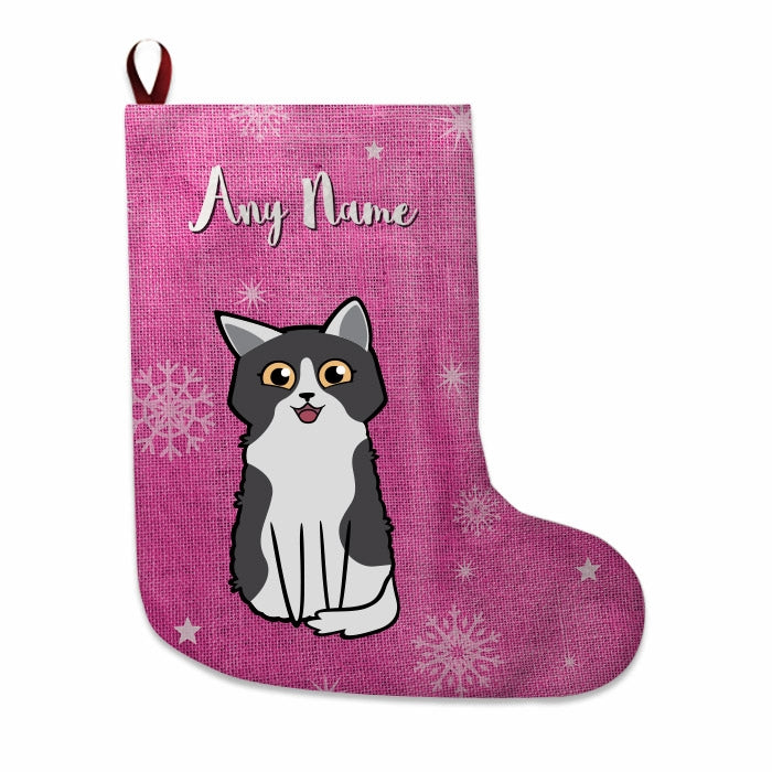 Cats Personalized Christmas Stocking - Pink Jute - Image 1