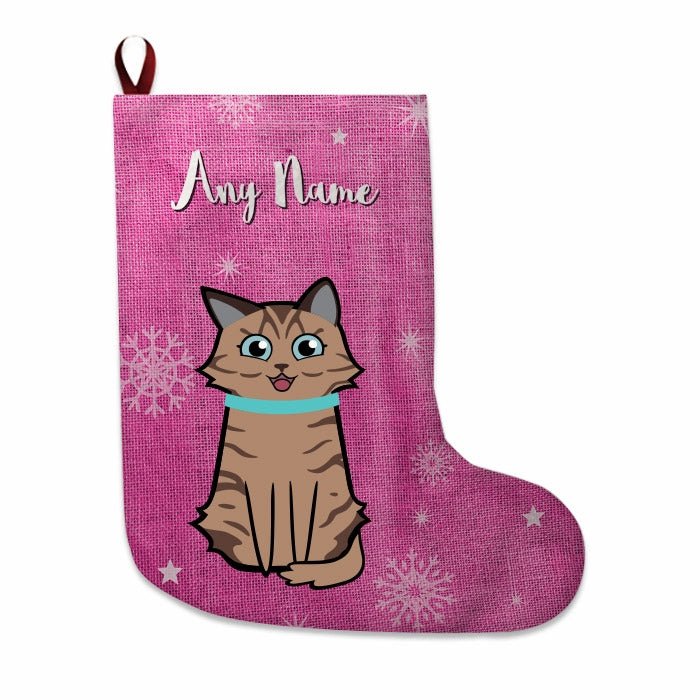 Cats Personalized Christmas Stocking - Pink Jute - Image 2