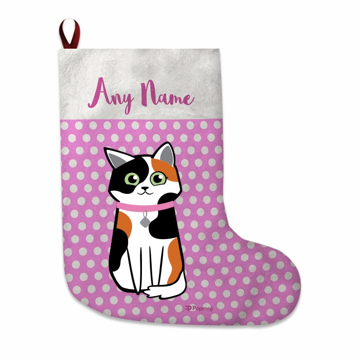 Cats Personalized Christmas Stocking - Polka Dots - Image 2