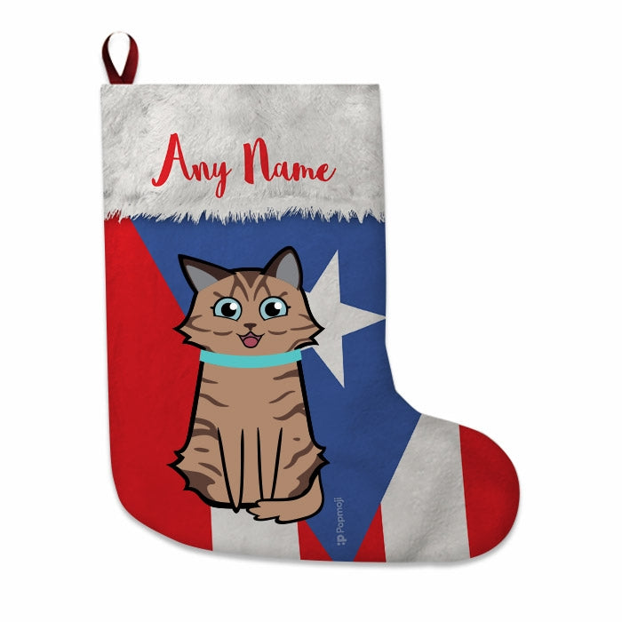 Cats Personalized Christmas Stocking - Puerto Rican Flag - Image 2