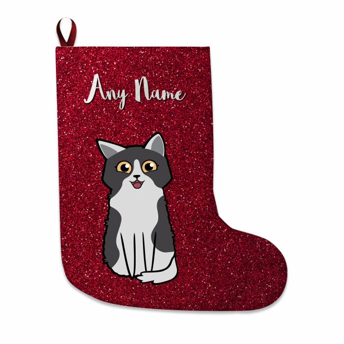 Cats Personalized Christmas Stocking - Red Glitter - Image 1