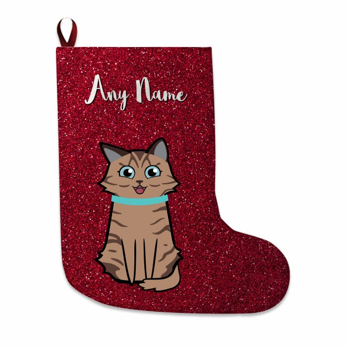 Cats Personalized Christmas Stocking - Red Glitter - Image 2