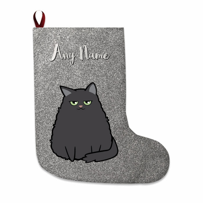 Cats Personalized Christmas Stocking - Silver Glitter - Image 2