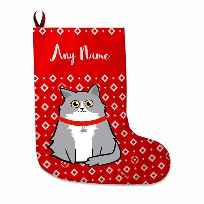 Cats Personalized Christmas Stocking - Diamonds Pattern - Image 1