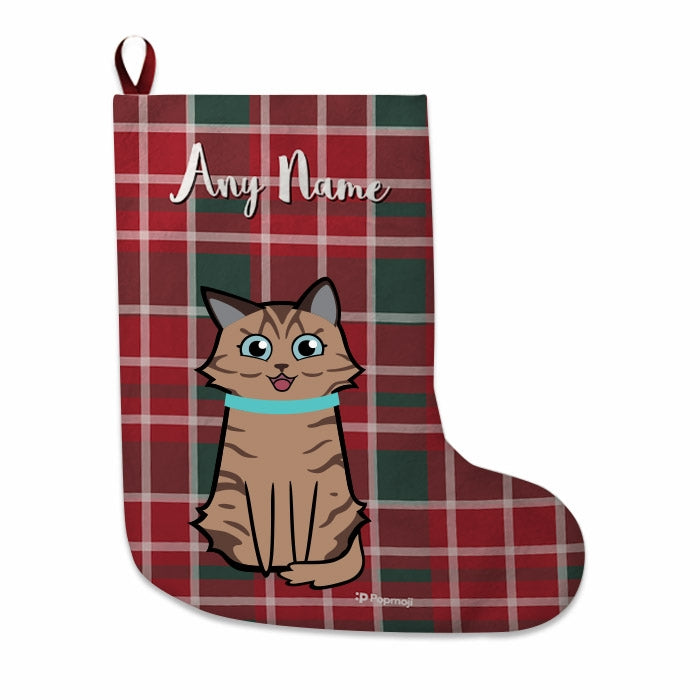 Cats Personalized Christmas Stocking - Tartan - Image 1