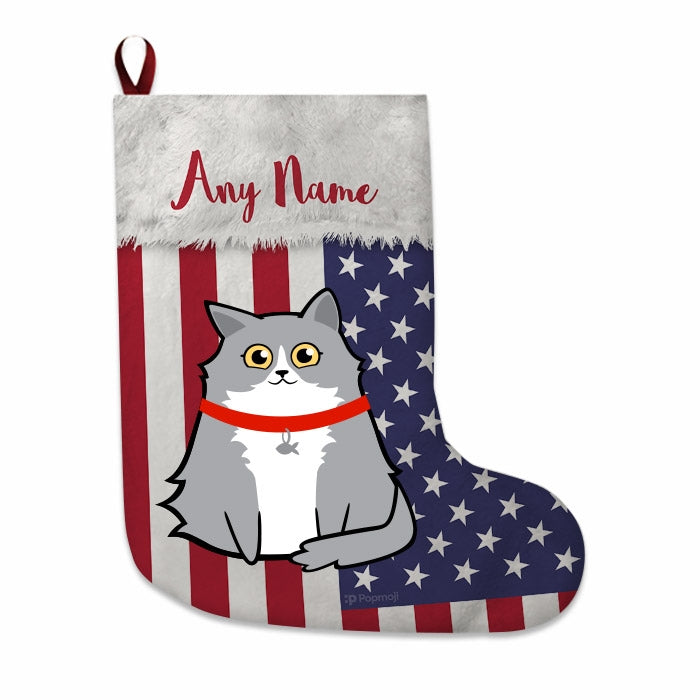 Cats Personalized Christmas Stocking - American Flag - Image 1