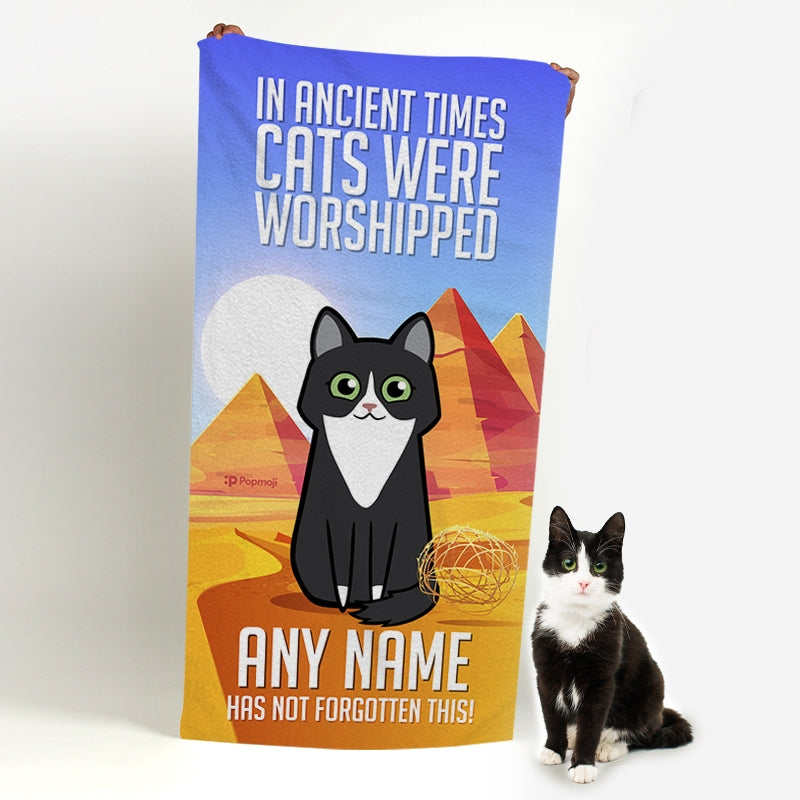 Personalized Cat Ancient Times Beach Towel - Image 2