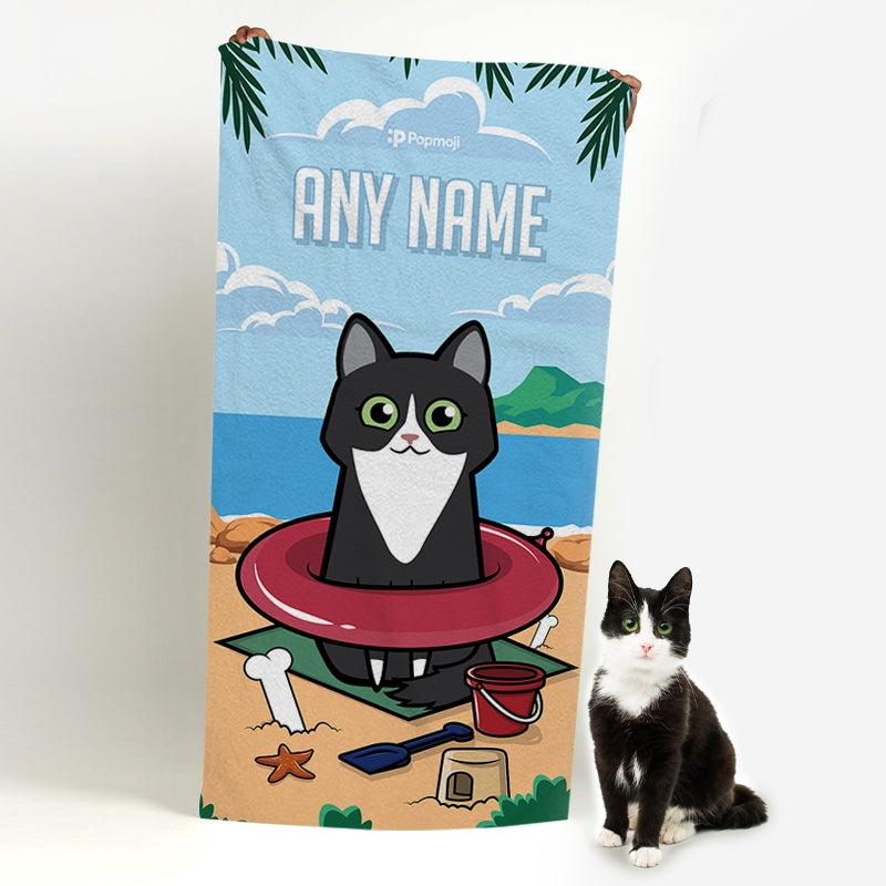 Personalized Cat Beach Fun Beach Towel - Image 2