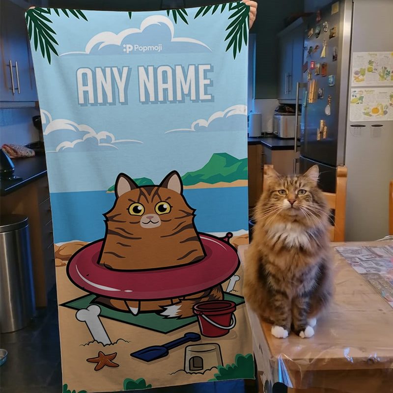 Personalized Cat Beach Fun Beach Towel - Image 4