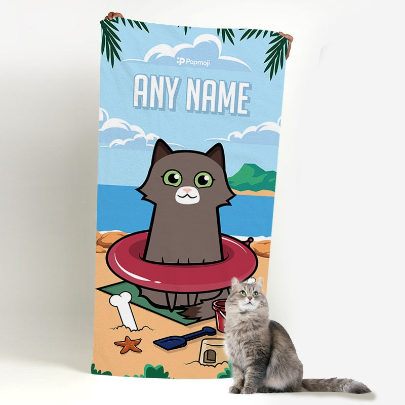 Personalized Cat Beach Fun Beach Towel - Image 3