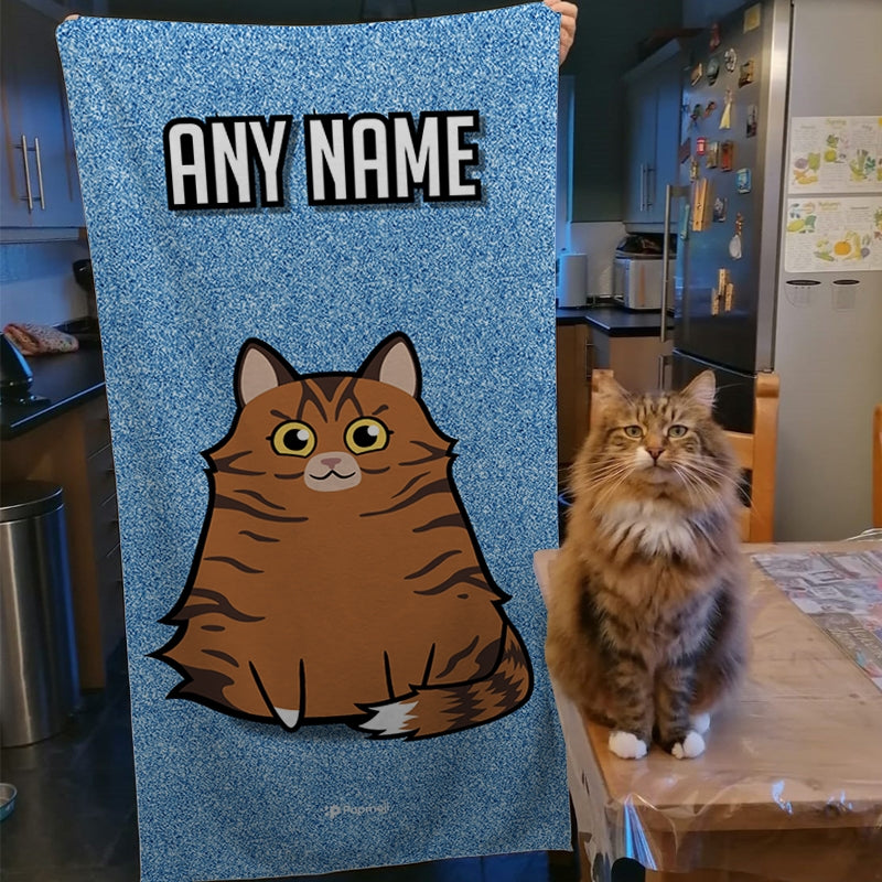 Personalized Cat Blue Glitter Beach Towel - Image 3