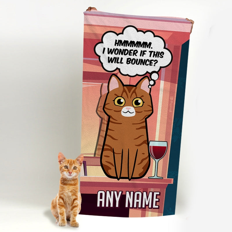 Personalized Cat Bounce Beach Towel - Image 1