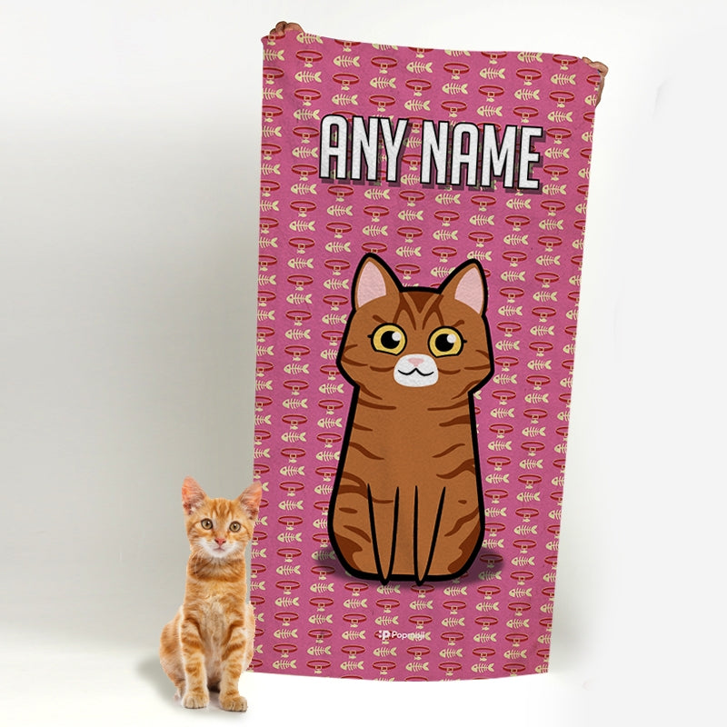 Personalized Cat Collar Beach Towel - Image 2