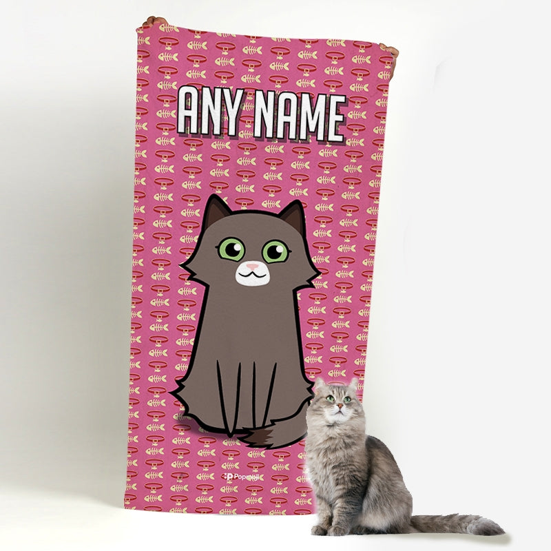 Personalized Cat Collar Beach Towel - Image 4