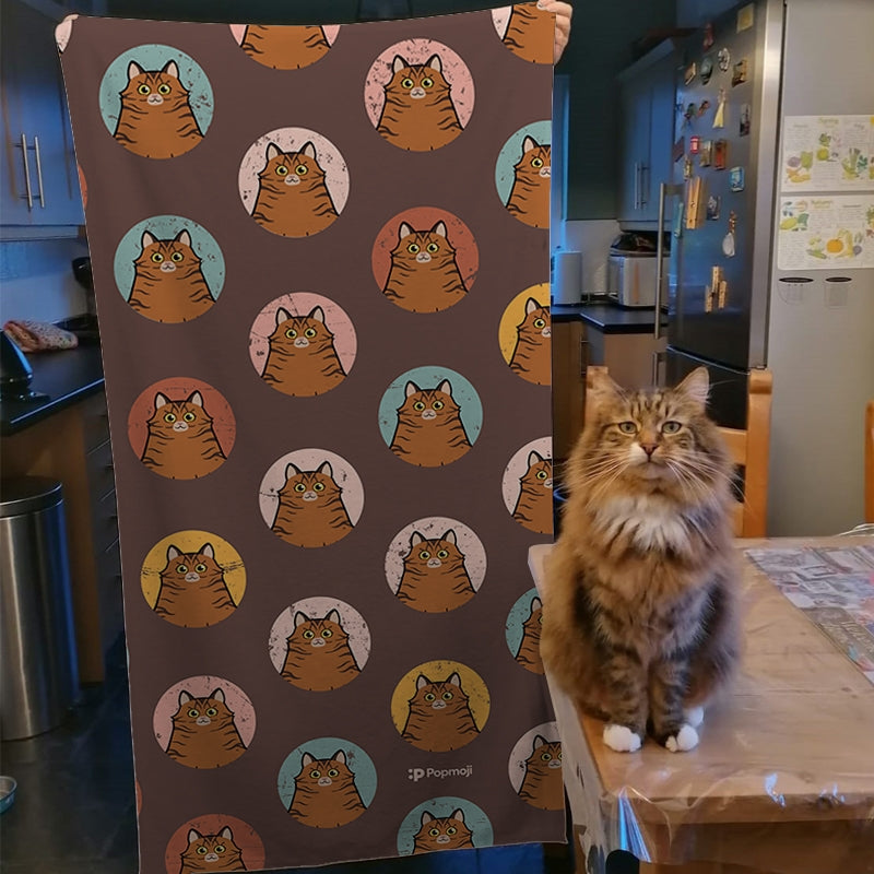 Personalized Cat Emoji Beach Towel - Image 3