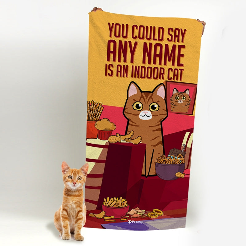 Personalized Cat Indoors Beach Towel - Image 3