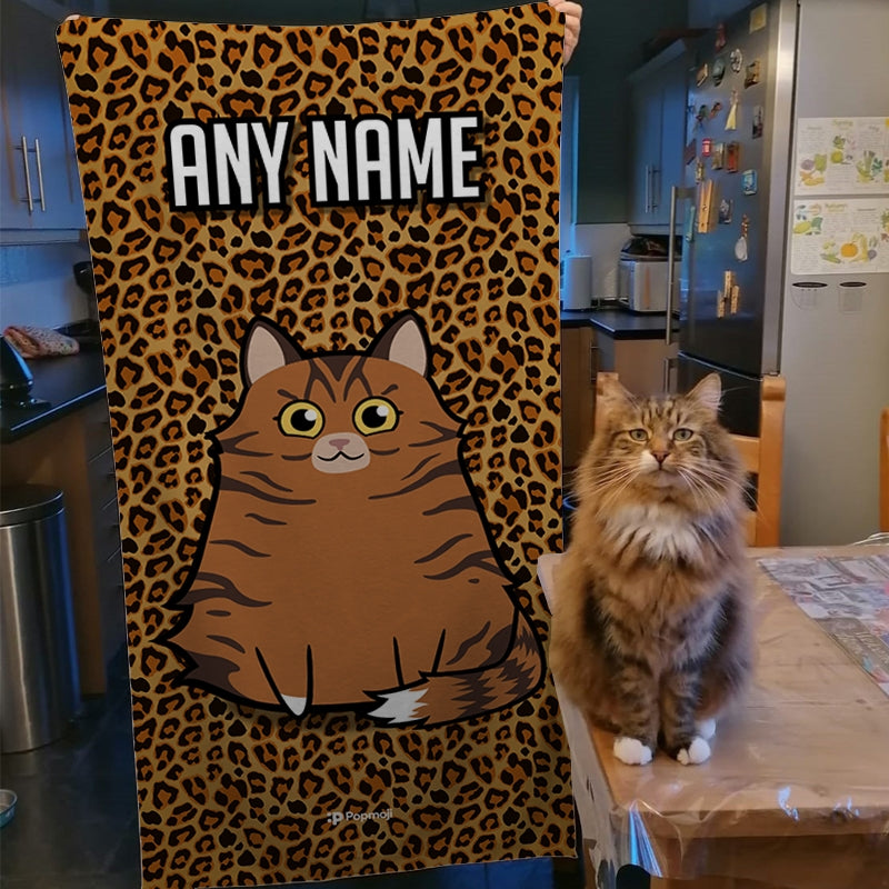 Personalized Cat Leopard Print Beach Towel - Image 3