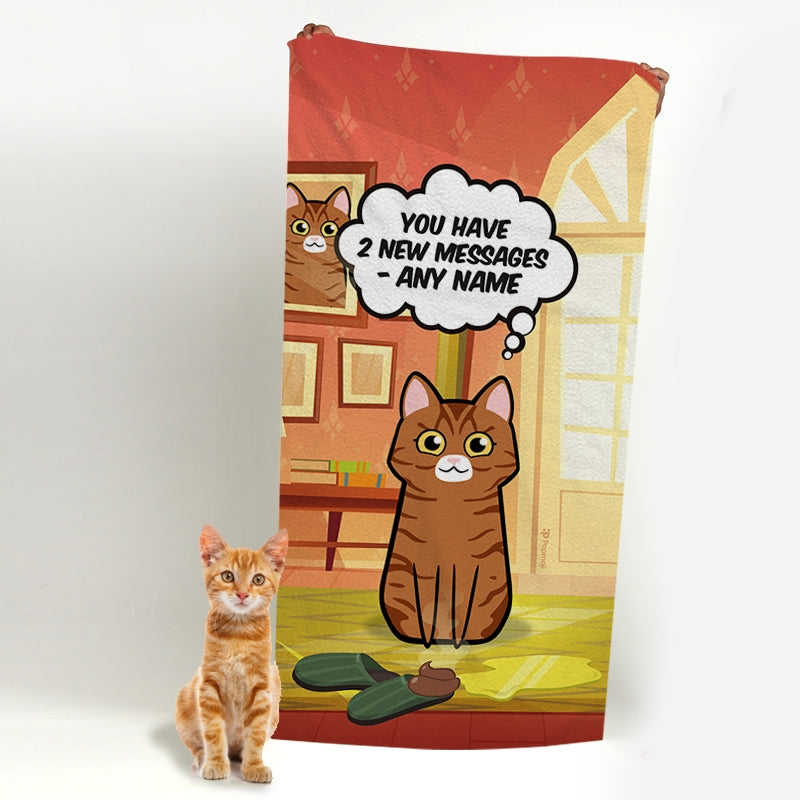 Personalized Cat New Messages Beach Towel - Image 3