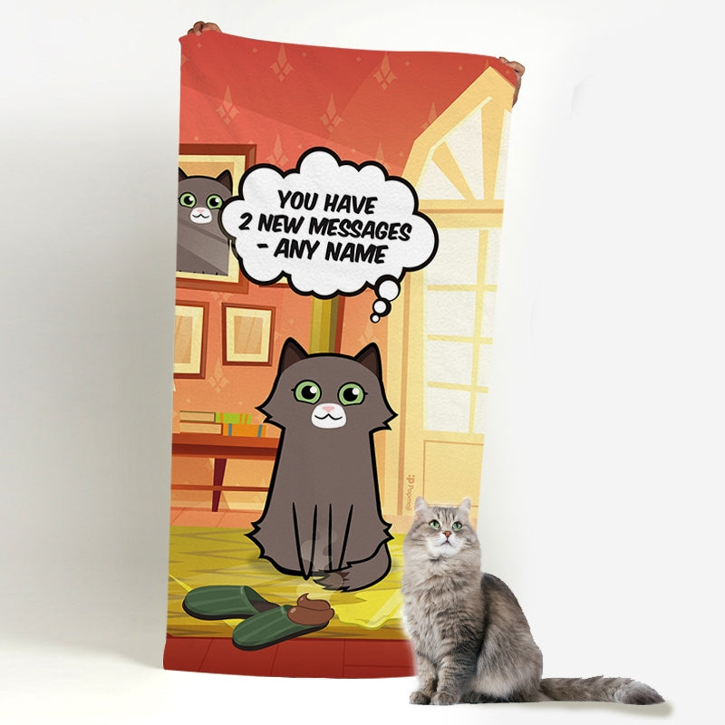 Personalized Cat New Messages Beach Towel - Image 4