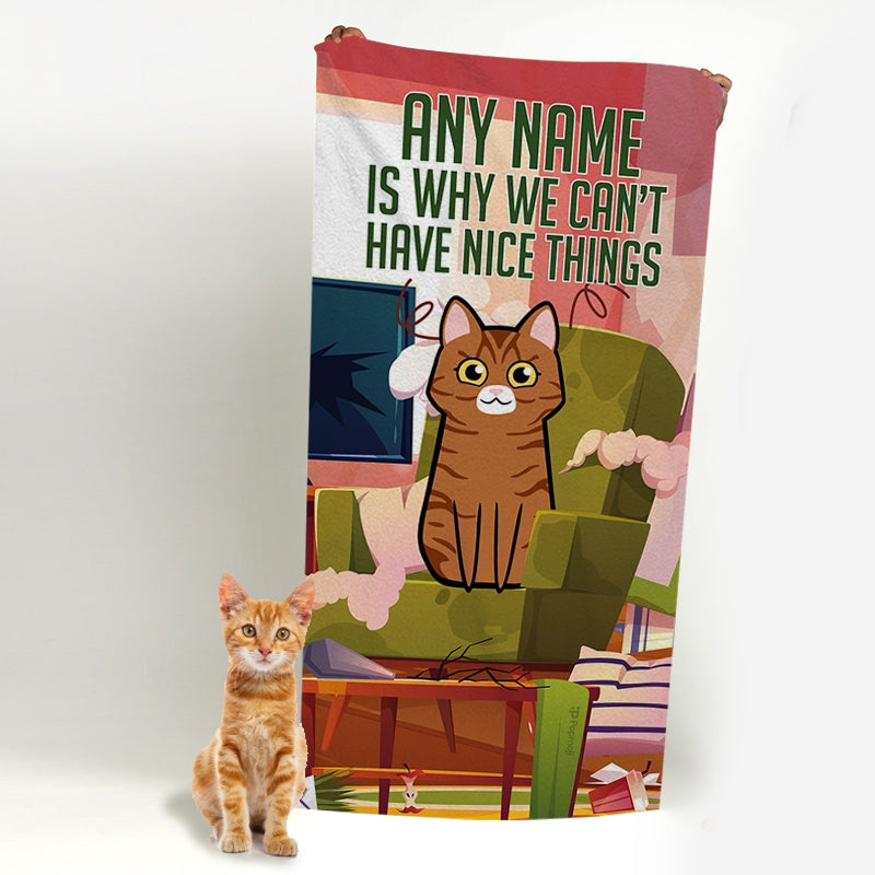 Personalized Cat Nice Things Beach Towel - Image 1