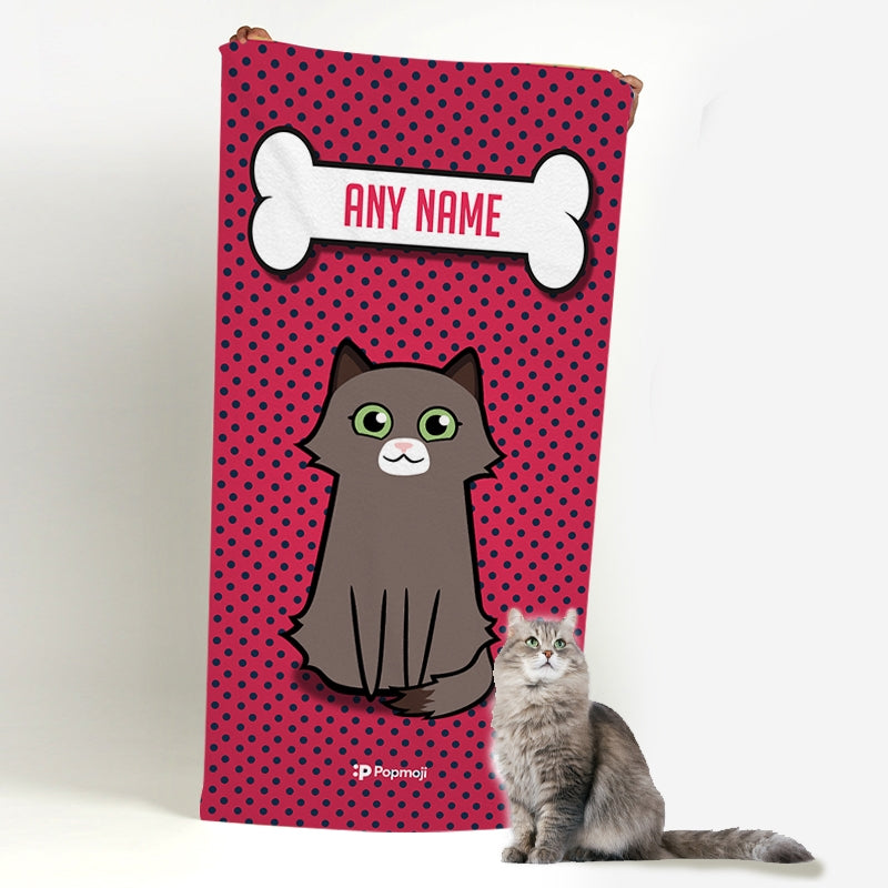 Personalized Cat Polka Dots Beach Towel - Image 3