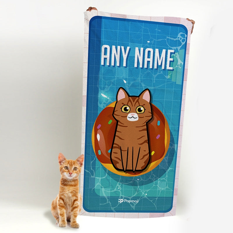 Personalized Cat Pool Time Beach Towel - Image 3