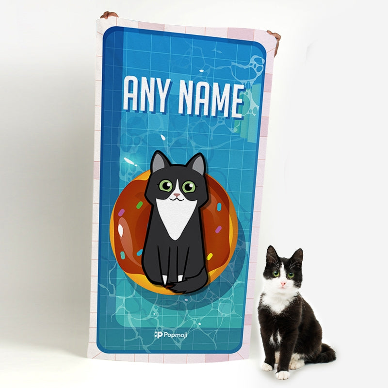 Personalized Cat Pool Time Beach Towel - Image 2