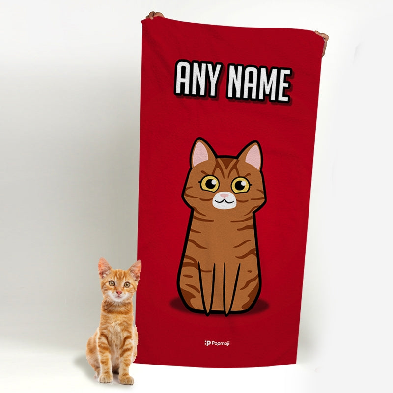 Personalized Cat Red Beach Towel - Image 4