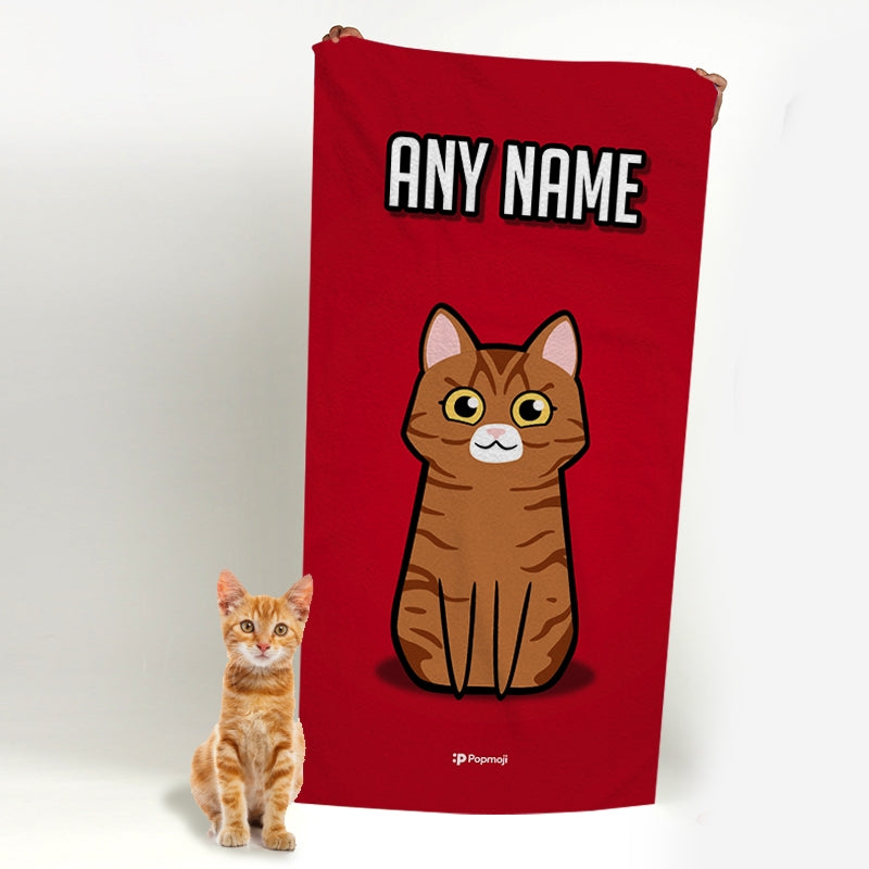 Personalized Cat Red Beach Towel - Image 4