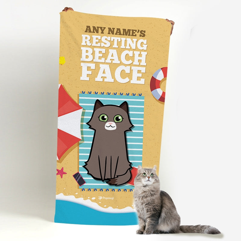 Personalized Cat Resting Beach Towel - Image 3