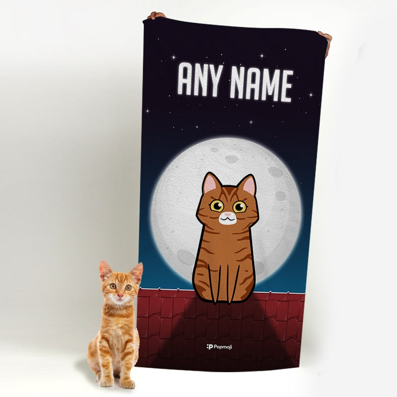 Personalized Cat Roof Top Beach Towel - Image 3