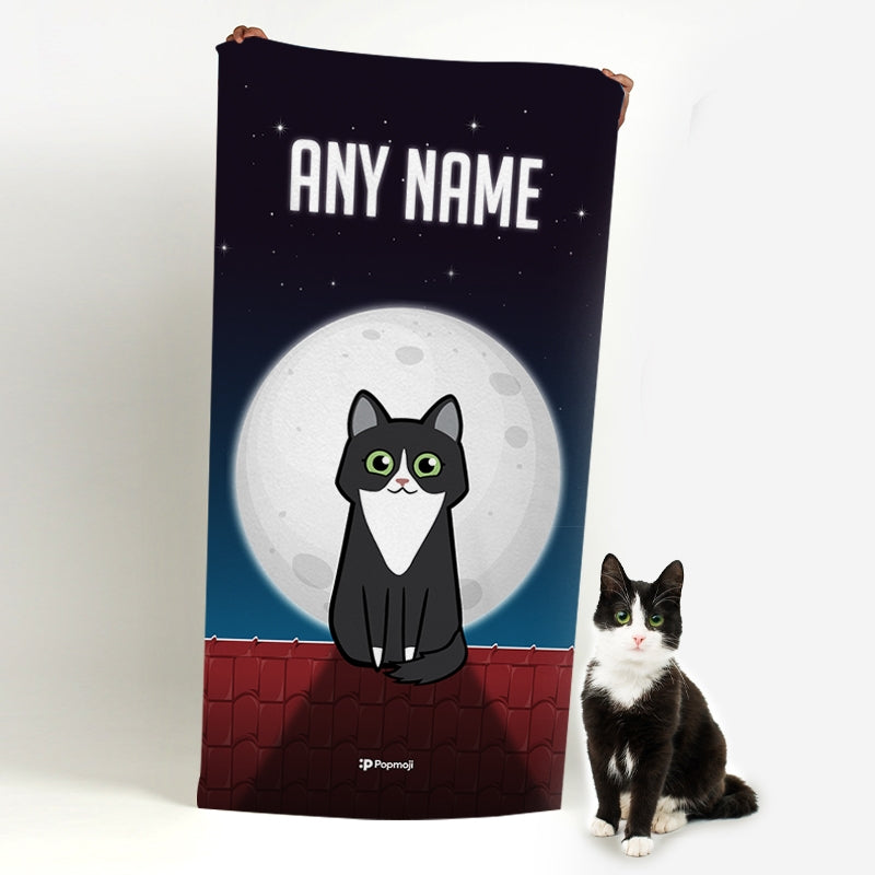 Personalized Cat Roof Top Beach Towel