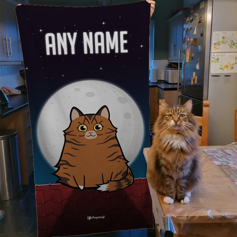 Personalized Cat Roof Top Beach Towel - Image 4
