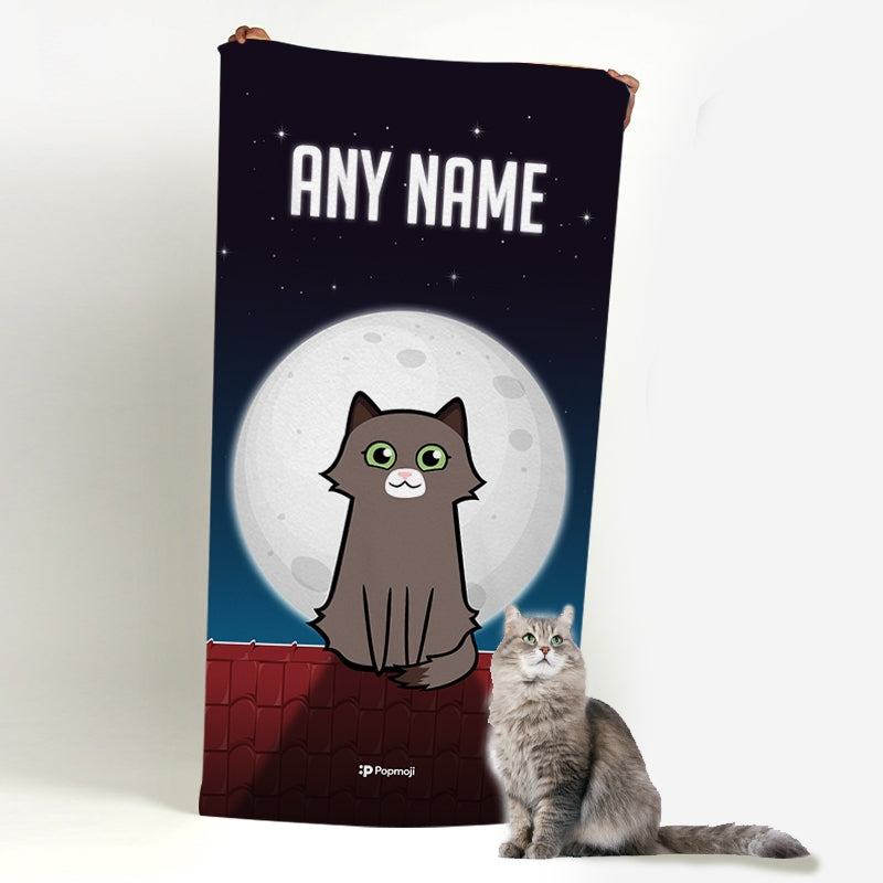 Personalized Cat Roof Top Beach Towel - Image 2