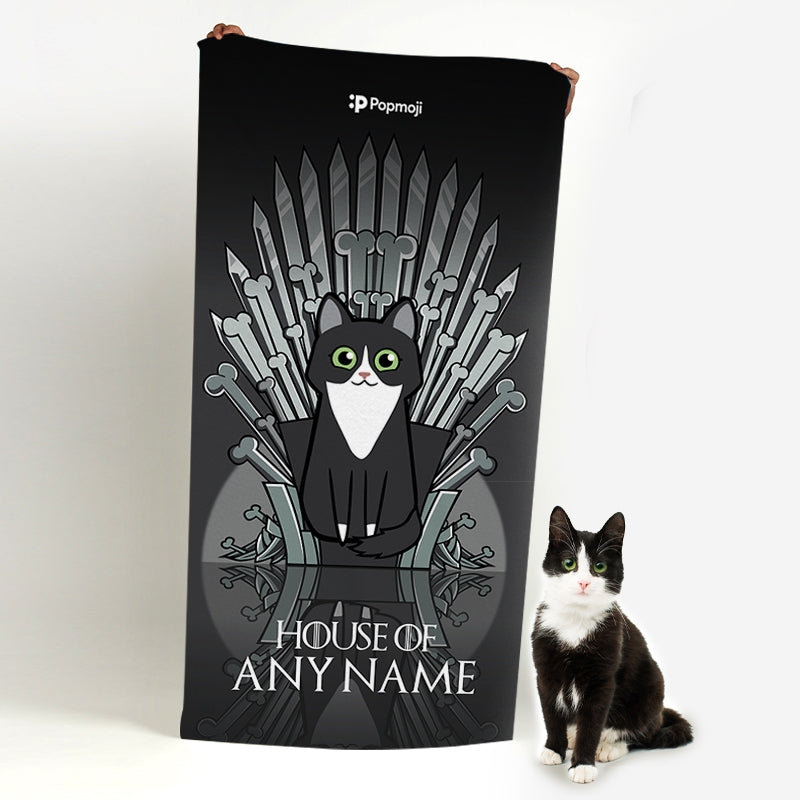 Personalized Cat Throne Beach Towel - Image 1