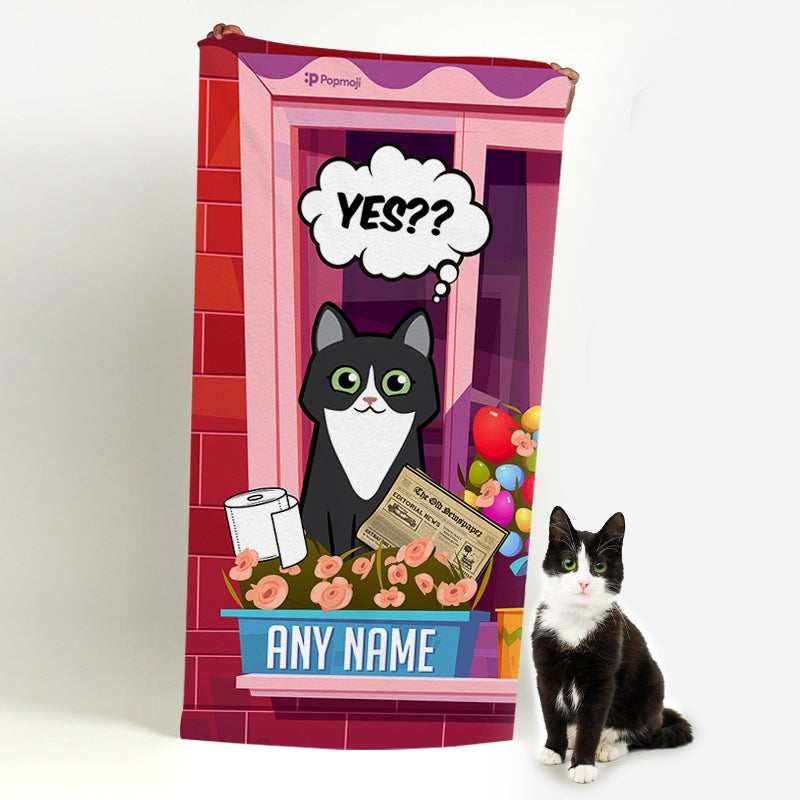 Personalized Cat Toilet Break Beach Towel - Image 2