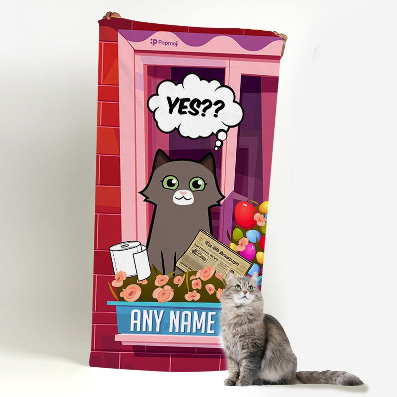 Personalized Cat Toilet Break Beach Towel - Image 3