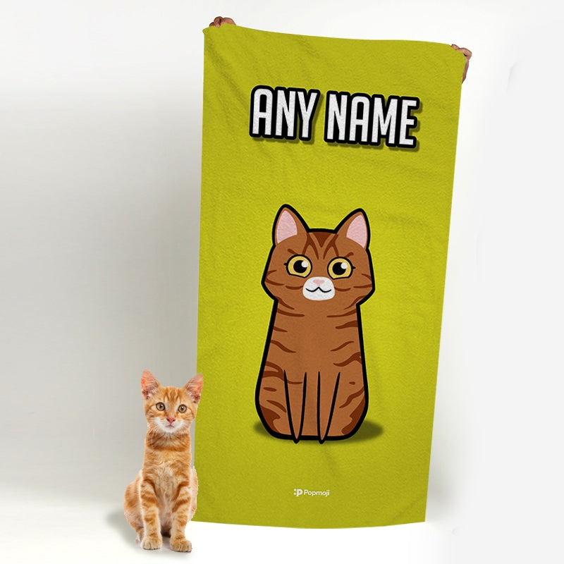 Personalized Cat Yellow Beach Towel - Image 3