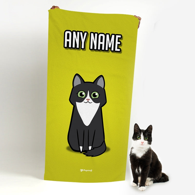 Personalized Cat Yellow Beach Towel - Image 2