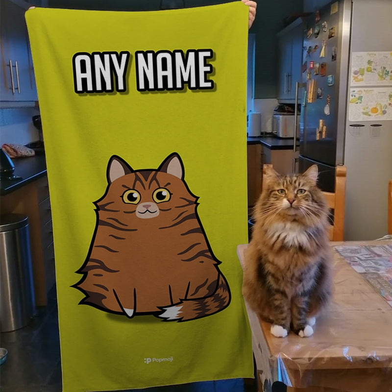 Personalized Cat Yellow Beach Towel - Image 4