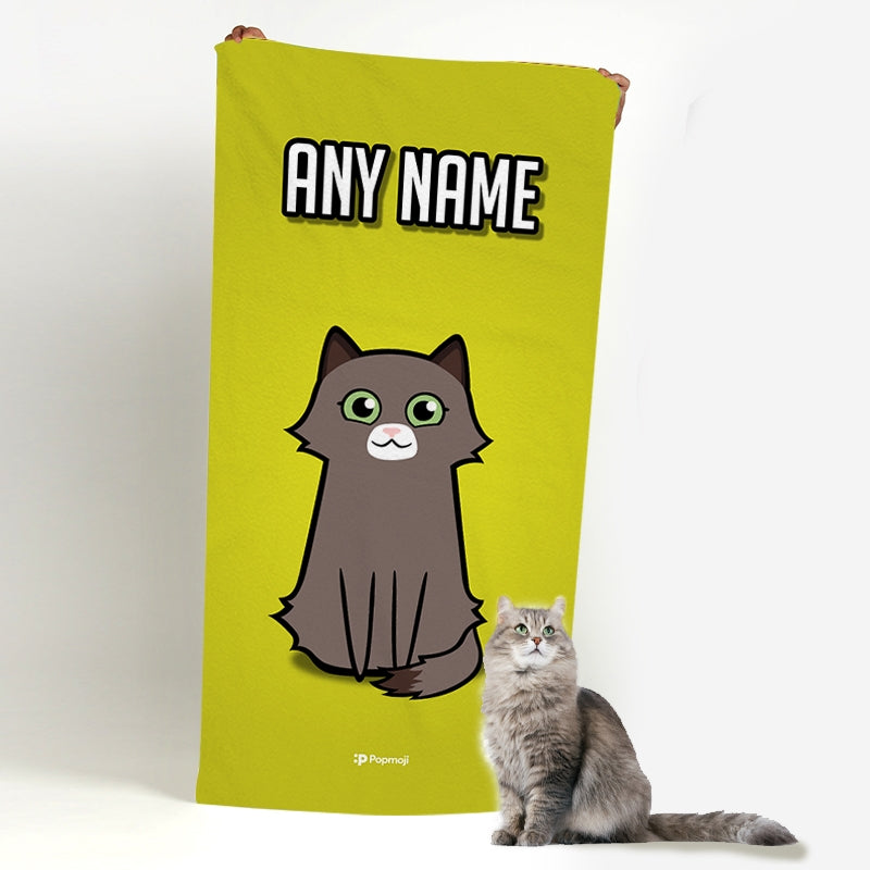 Personalized Cat Yellow Beach Towel - Image 1