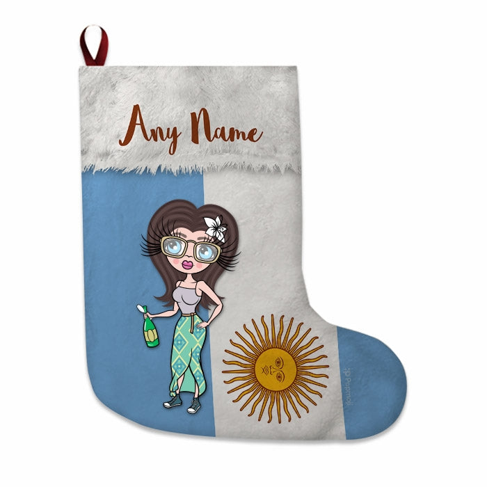 Womens Personalized Christmas Stocking - Argentinian Flag - Image 1