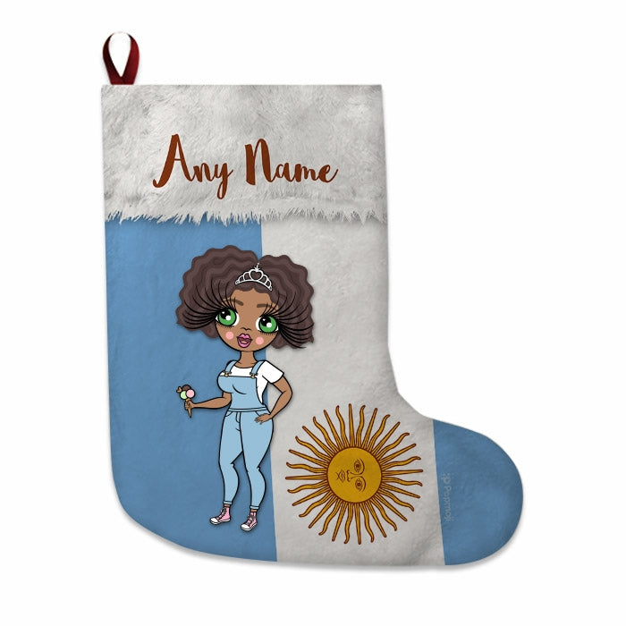 Womens Personalized Christmas Stocking - Argentinian Flag - Image 3
